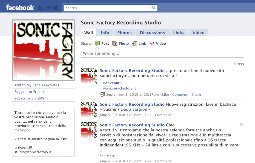 Sonic Factory su Facebook